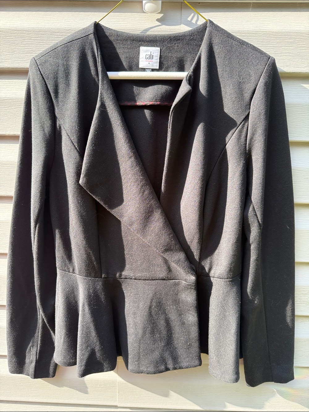 Cabi Black Agency Peplum Jacket 3549 Double Button Stretch Blazer Womens Size 4